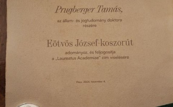 Prof. Dr. Prugberger Tamás kitüntetése